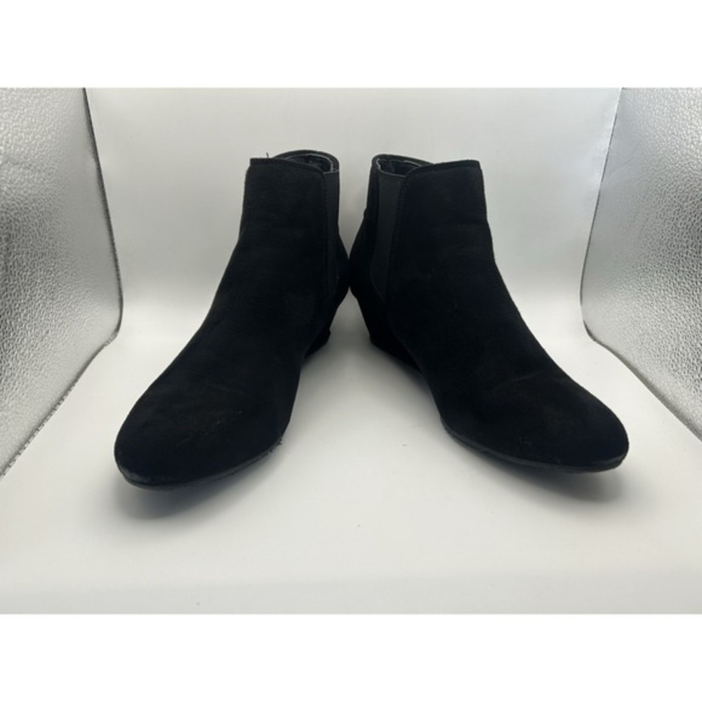 Marbella Wedge Heel Booties Black‎ Women's SZ 7.5 Suede